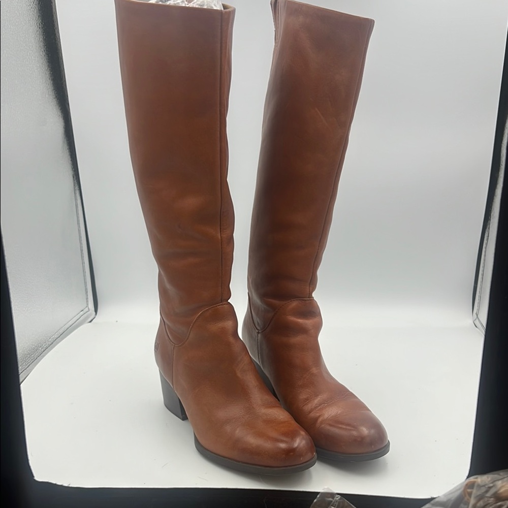 Born Brown Leather Knee-High Heeled Boots